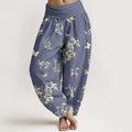 Buddha Stones Cotton Elegant Butterfly Bamboo Pattern Women's Elastic Waist Harem Pants