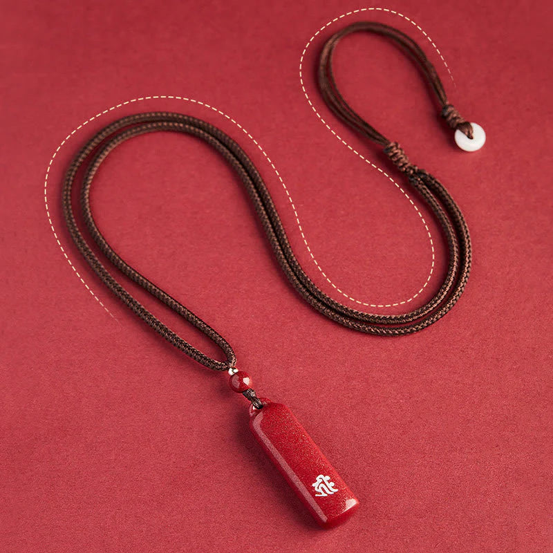Buddha Stones Chinese Zodiac Natal Buddha Cinnabar Amulet Protection String Necklace Pendant