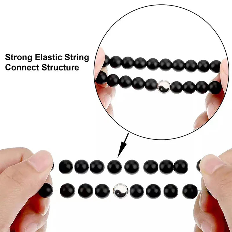 Buddha Stones 3pcs Natural White Turquoise Frosted Stone Bead Yin Yang Wealth Bracelet (Extra 35% Off | USE CODE: FS35)