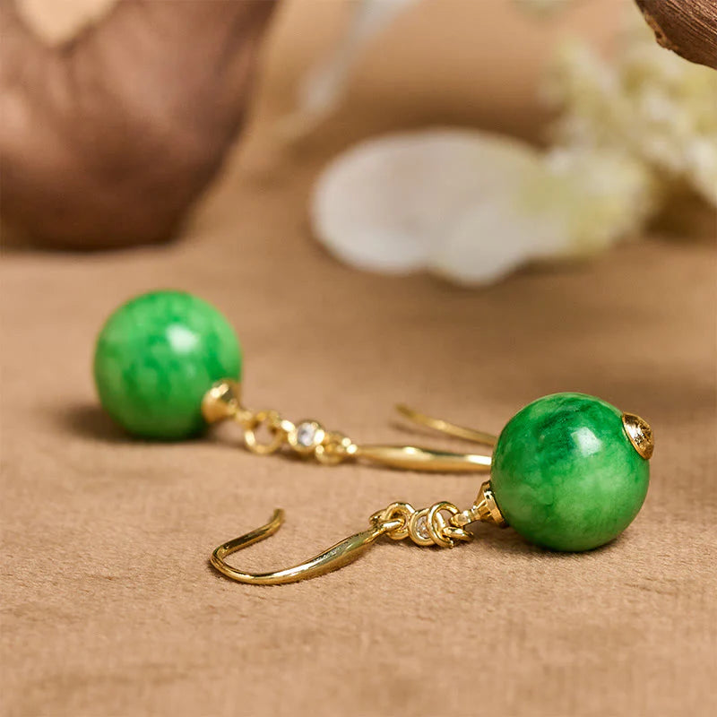 Buddha Stones 925 Sterling Silver Green Chalcedony Strength Courage Earrings