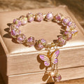 FREE Today: Love and Freedom Double Butterflies Charm Flower Liuli Glass Beaded Bracelet