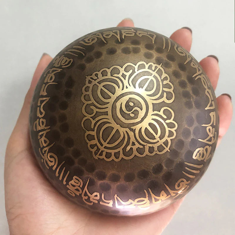 Buddha Stones Tibetan Sound Bowl Handcrafted for Yoga and Meditation Singing Bowl Set