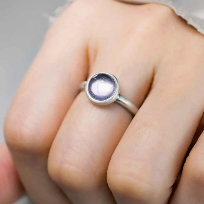 Buddha Stones Natural 925 Sterling Silver AmethystÂ Adjustable Balance Ring