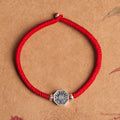 Buddha Stones 925 Sterling Silver Yin Yang Bagua Symbol Cinnabar String Concentration Bracelet