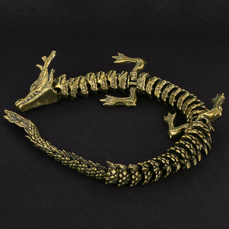Buddha Stones Brass Copper Dragon Wealth Luck Protection Statue Figurine Home Decoration