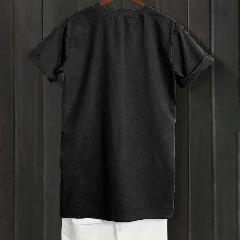 Buddha Stones Casual Plain Button Notched Collar Women's Short Sleeve Shirt