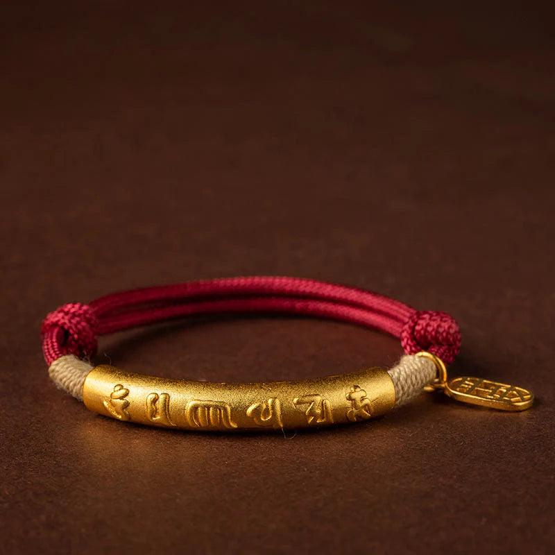 Buddha Stones 999 Sterling Silver Tibet Handmade Om Mani Padme Hum Fu Character TopRank Character Luck Braided Bracelet