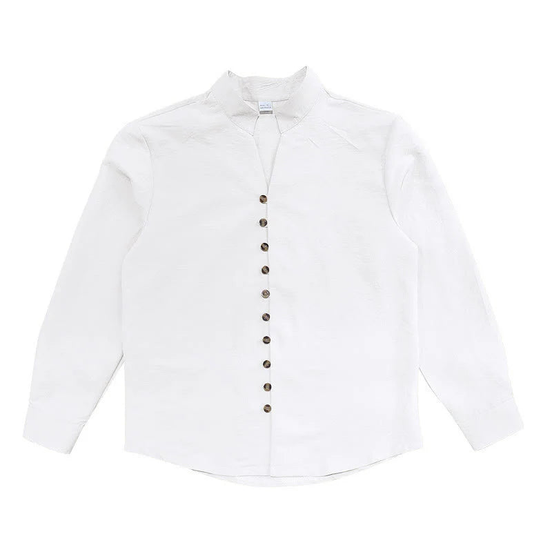 Buddha Stones Solid Color Buttons Fall Long Sleeve Men's Shirt