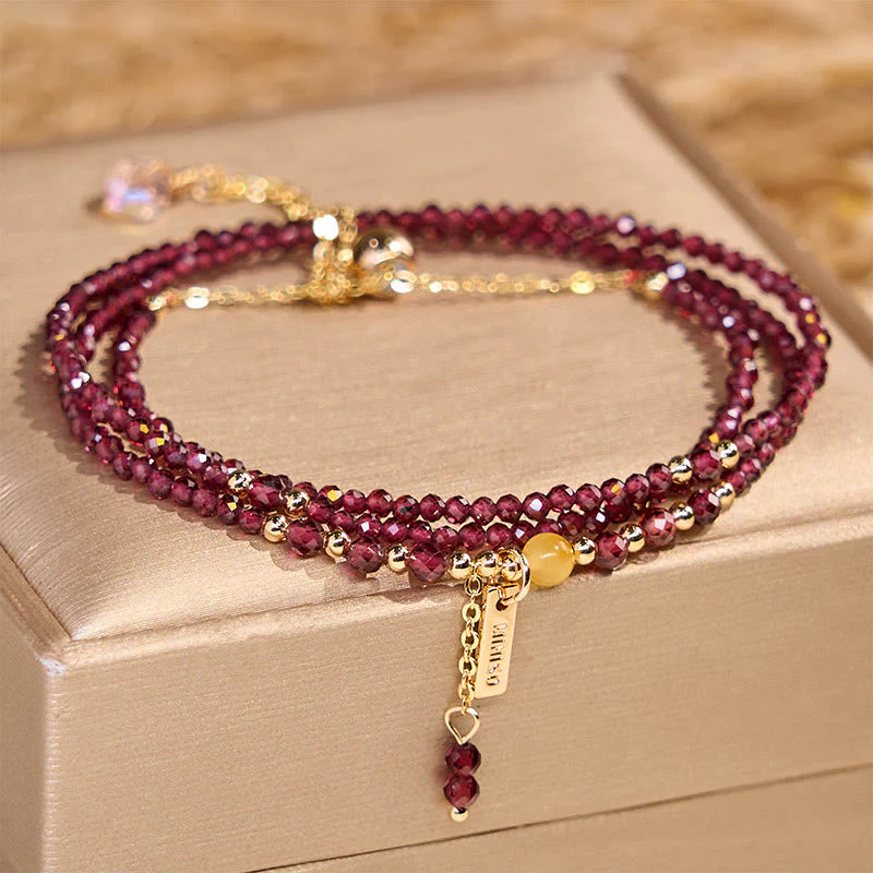 FREE Today: Protection and Purification Small Natural Garnet Triple Wrap Bracelet