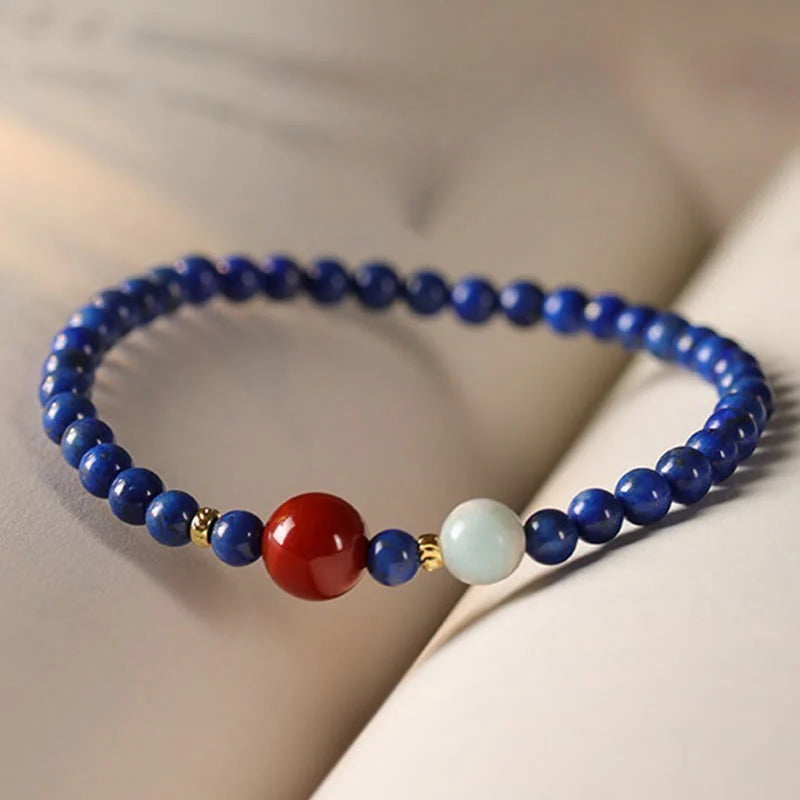 Buddha Stones Small Lazurite Agate Ultra-thin Beads Positive Bracelet