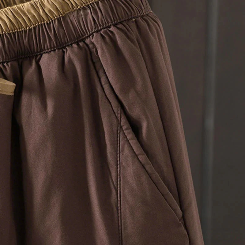 Buddha Stones Plain Cotton Women's Harem Thermal Pants With Pockets