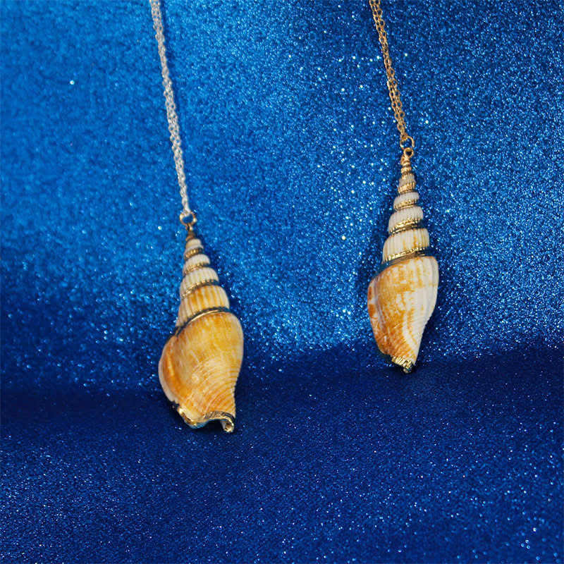 Buddha Stones Natural Shankha Conch Shell Seashell Lucky Necklace Pendant