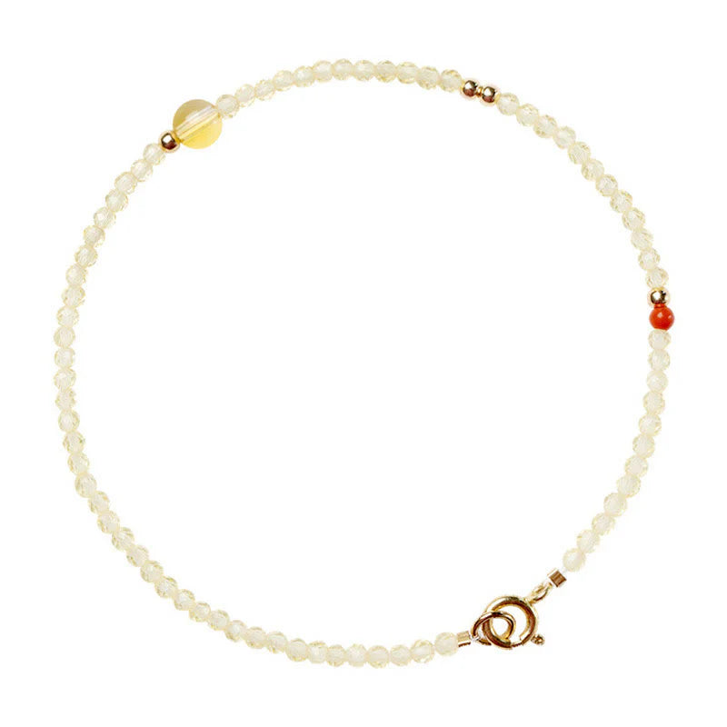 Buddha Stones 2mm Ultra-thin Citrine 14K Gold Plated Copper Beads Protection Bracelet