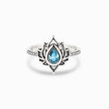 Buddha Stones Sterling Silver Lotus Zircon Blessing Protection Ring