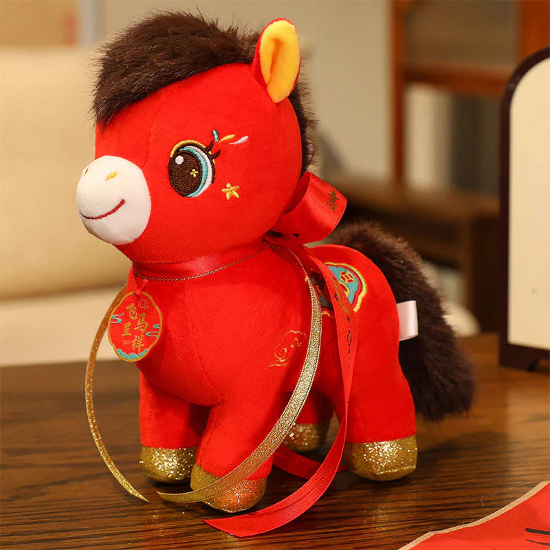 Buddha Stones Year Of The Horse Auspicious Cloud Pattern Winged Horse Plush Doll Energy Home Decoration