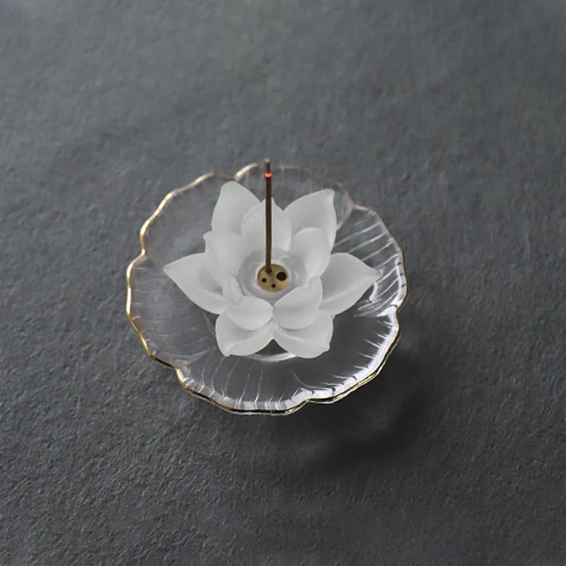 Buddha Stones Mini Lotus Liuli Crystal Healing Meditation Stick Incense Burner