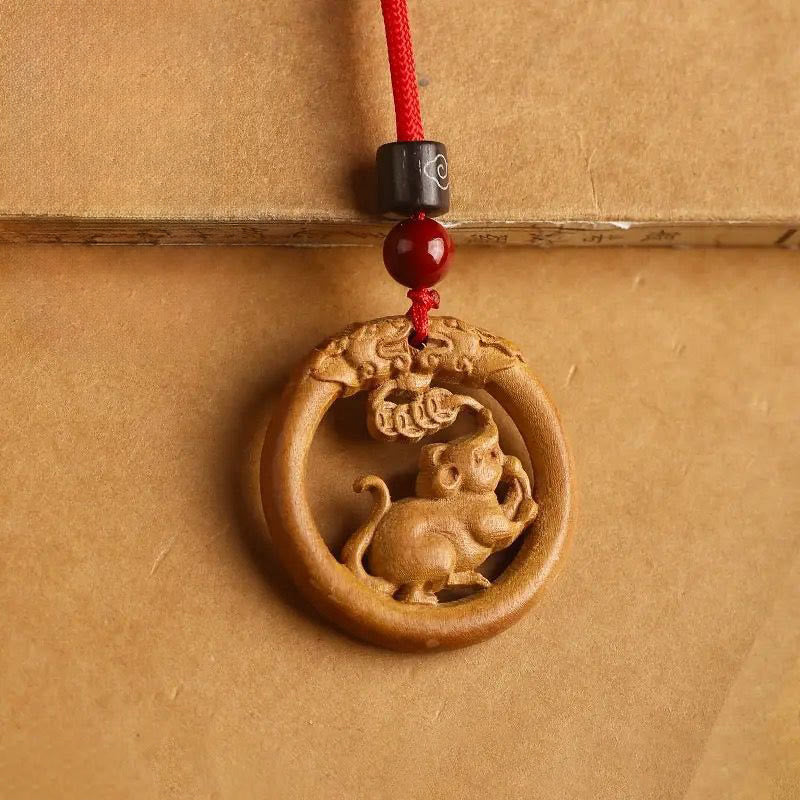 Buddha Stones Peach Wood Chinese Zodiac Year Of The Horse Ward Off Evil Spirits Necklace Pendants