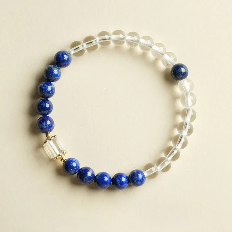Buddha Stones Lapis Lazuli Clear Quartz Balance Beaded Bracelet