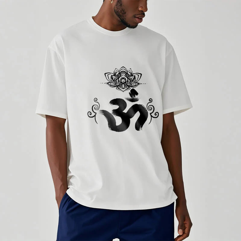 Buddha Stones Om Symbol Sanskrit Floral Tee T-shirt