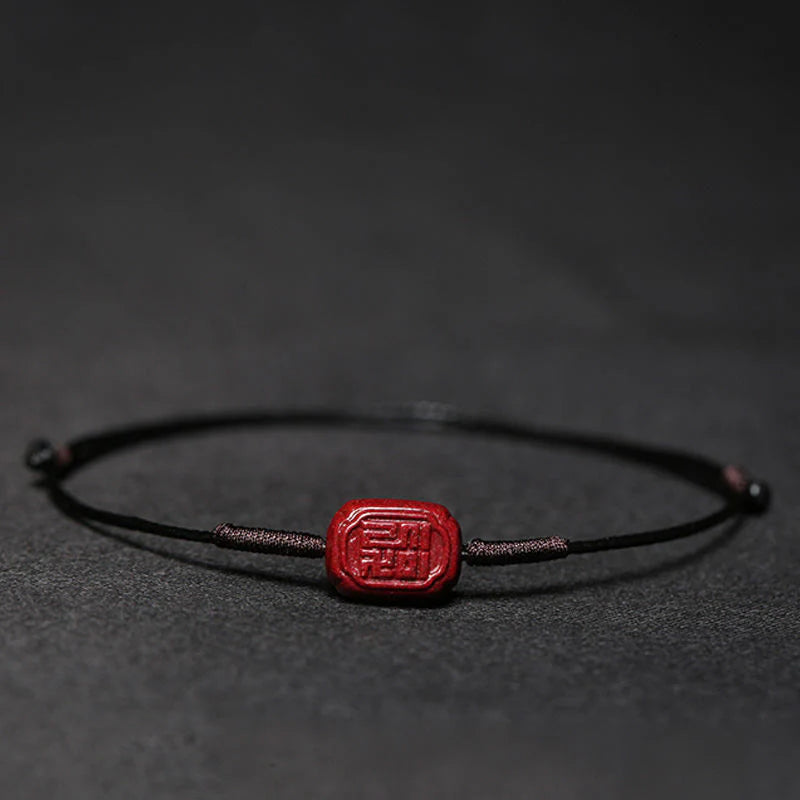 Buddha Stones Handmade Plum Blossom Four Leaf Clover PiXiu Lotus Koi Fish Cinnabar Blessing Braid Bracelet