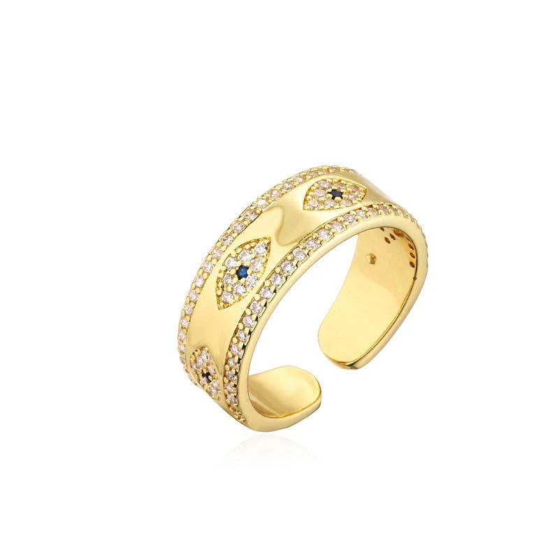 Buddha Stones Evil Eye Luck Blessing Copper Alloy Ring