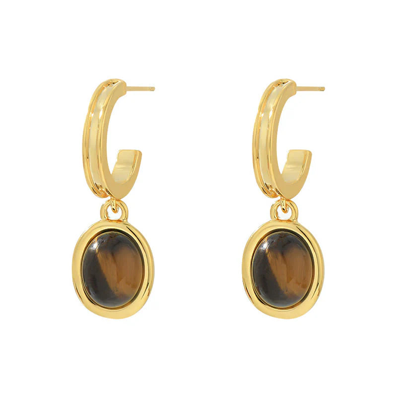 FREE Today: Courage and Protection Tiger Eye Retro Round Copper Earrings