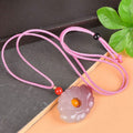 Buddha StonesPink Golden Silk Jade Lotus Flower Wealth Necklace Pendant