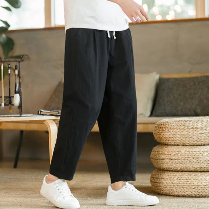 Buddha Stones Summer Men's Cotton Pants With Pockets