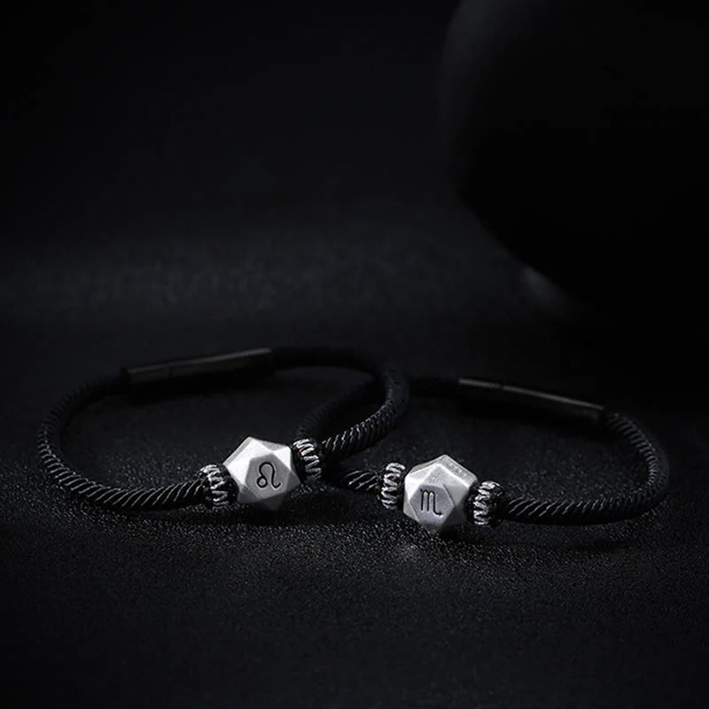 Buddha Stones 999 Sterling Silver 12 Constellations of the Zodiac Protection Handmade String Bracelet (Extra 35% Off | USE CODE: FS35)