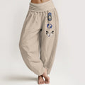 Buddha Stones Pure Cotton Hamsa's Hand Koi Fish Butterfly Pattern Women's Elastic Waist Harem Pants