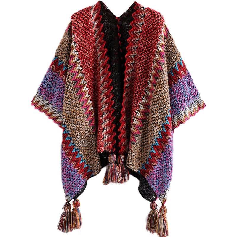 Buddha Stones Tibetan Shawl Warm Cloak Tibetan Tassel Scarf