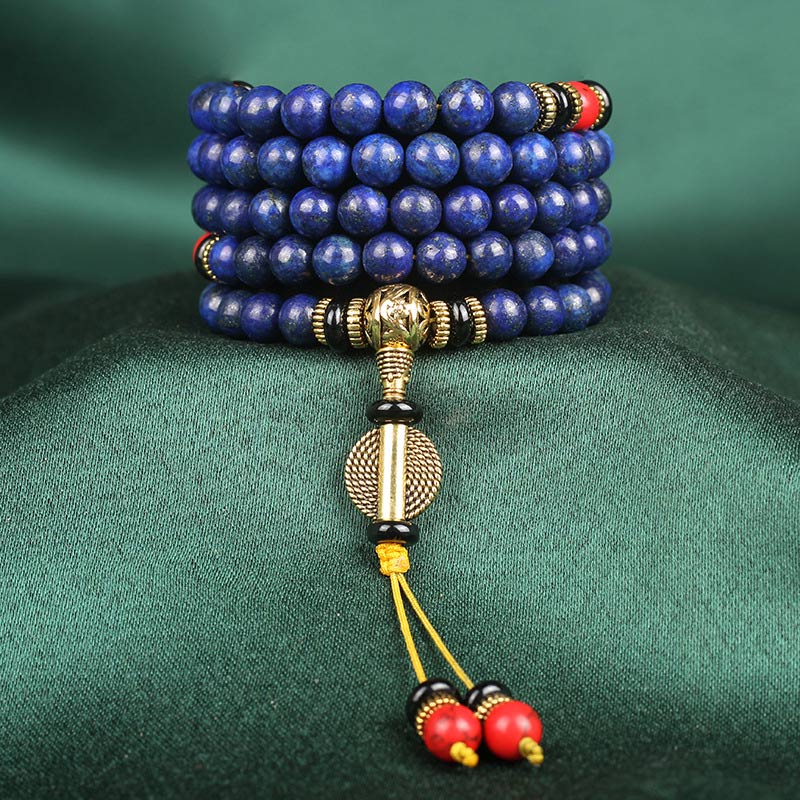 Buddha Stones Tibetan Mala Lapis Lazuli Lazurite Positive Bracelet