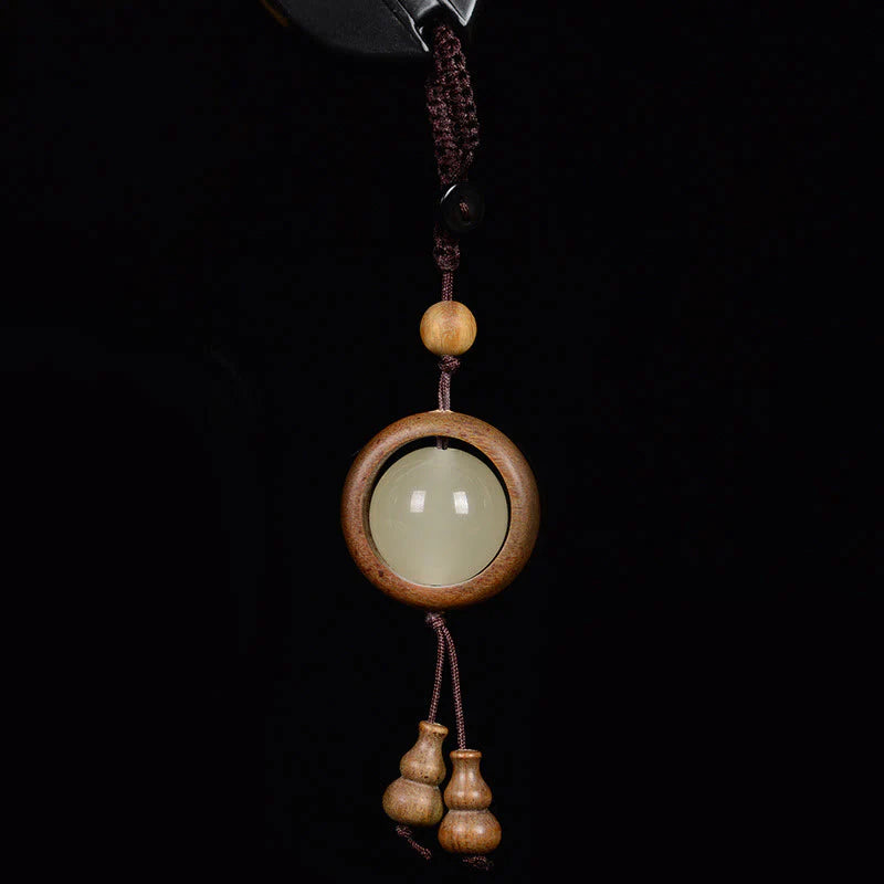 Buddha Stones Red Sandalwood Ebony Wood Green Sandalwood Luminous Lucky Bead Gourd Peace Key Chain