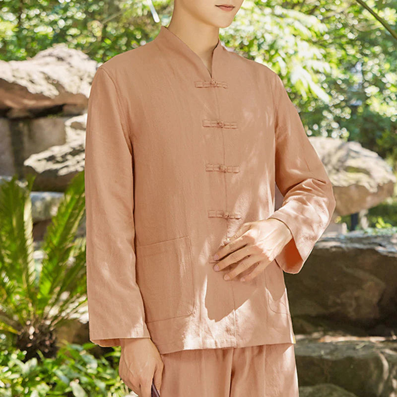Buddha Stones Spiritual Zen Practice Yoga Meditation Prayer Clothing Cotton Linen Men's Set