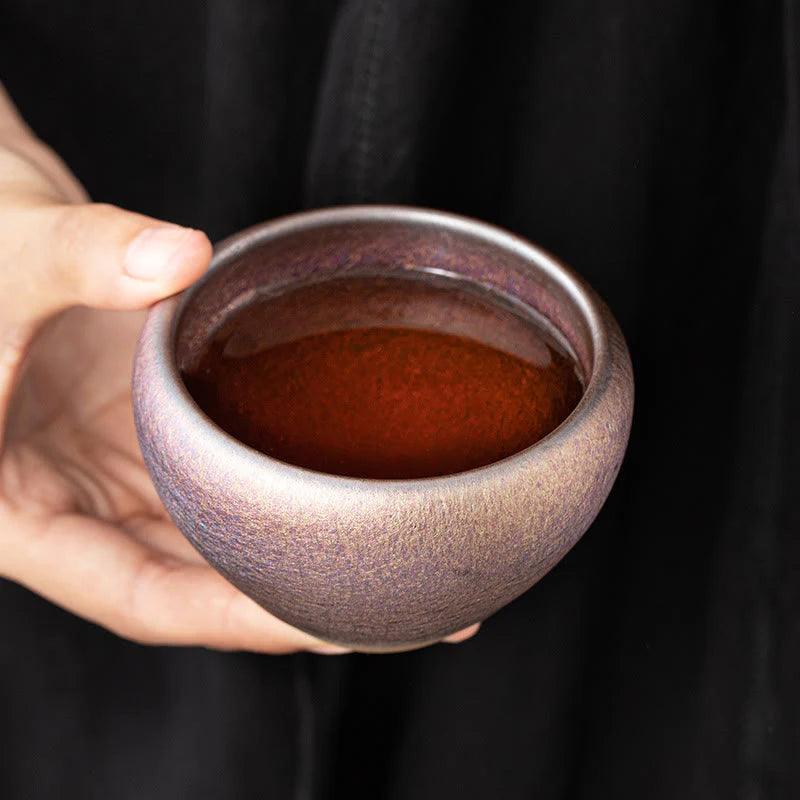 Buddha Stones Vintage Purple Rainbow Chinese Jianzhan Kiln Change Porcelain Teacup Kung Fu Tea Cup