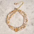 Buddha Stones Natural Citrine Pink Crystal Beads Pleasure Creativity Double Layer Bracelet