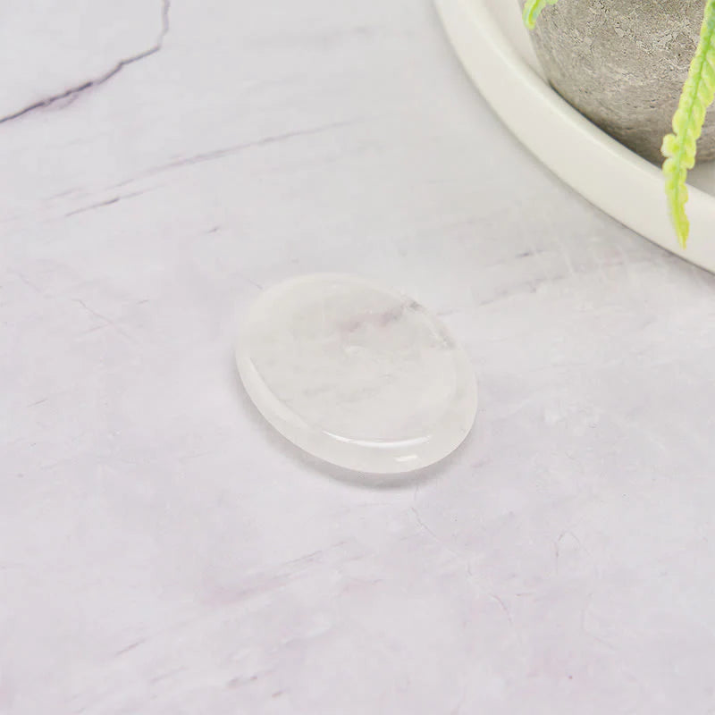 Buddha Stones Clarity & Calm Natural Small Clear Quartz Worry Stone Clarity Crystal Decor 3.5*4.5cm