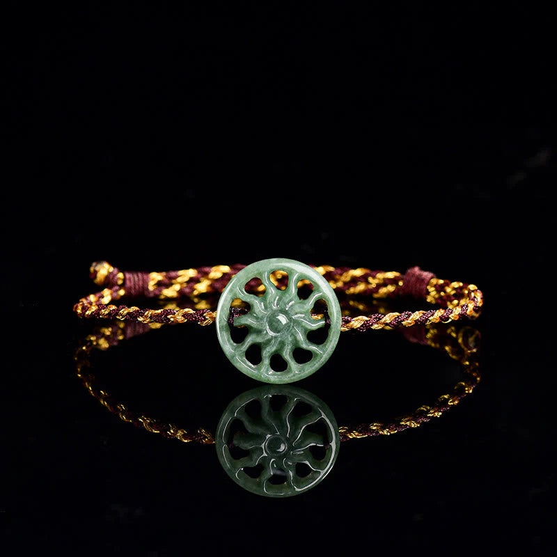 Buddha Stones Jade Sun Braided Rope Abundance Bracelet