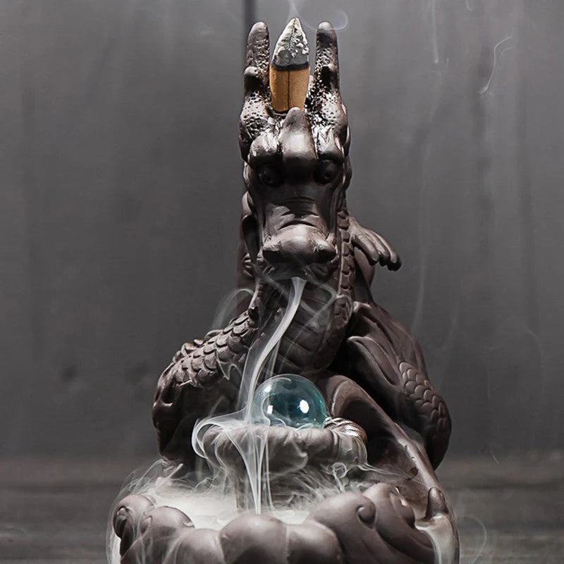 Buddha Stones Tibetan Dragon Protection Incense Burner Decoration