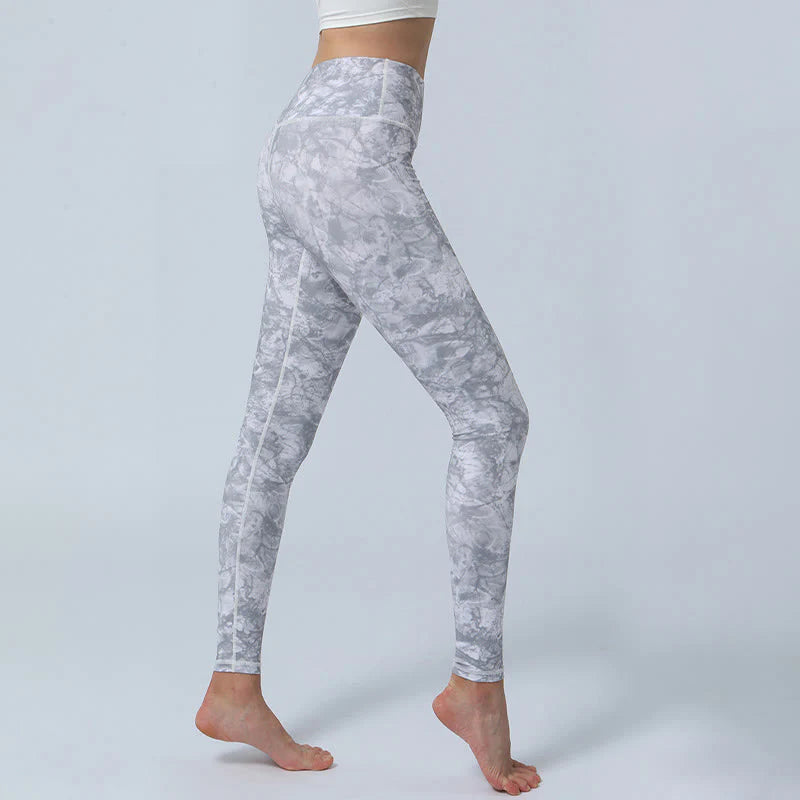 Buddha Stones Flowers Leaves Print Sports Fitness Yoga High Waist Leggings Women's Yoga Pants