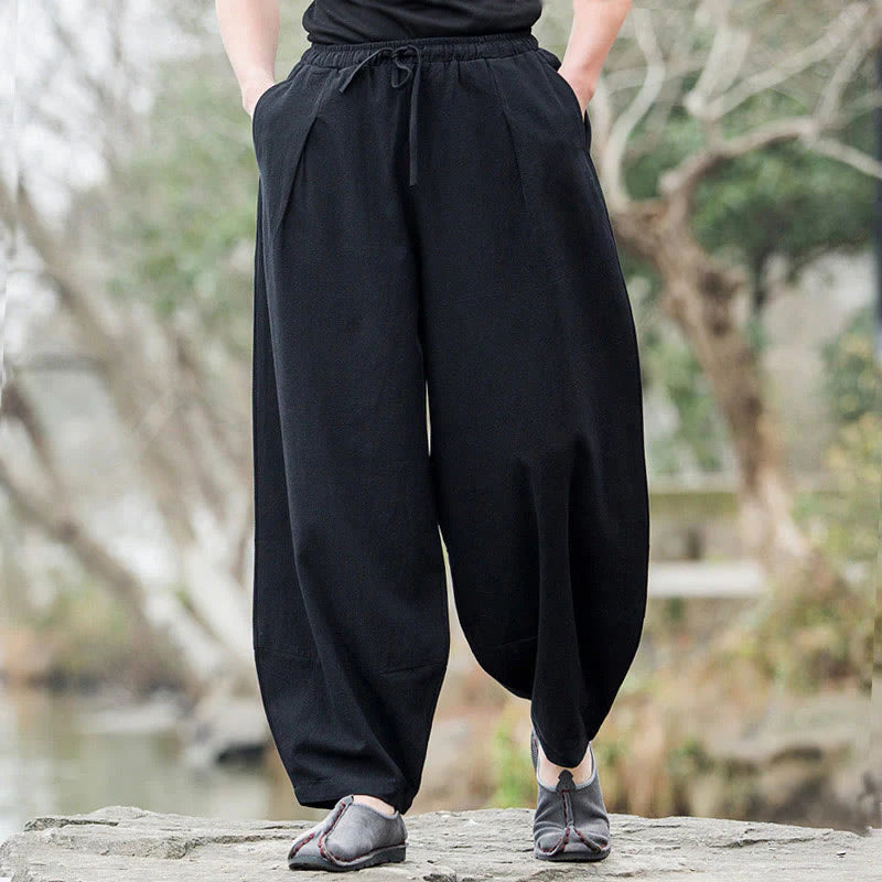 Buddha Stones Plain Casual Bloomer Men's Pants With Pockets