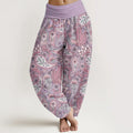 Buddha Stones Cotton Cashew Flower Peacock Sunflower Design Women's Elastic Waist Harem Pants