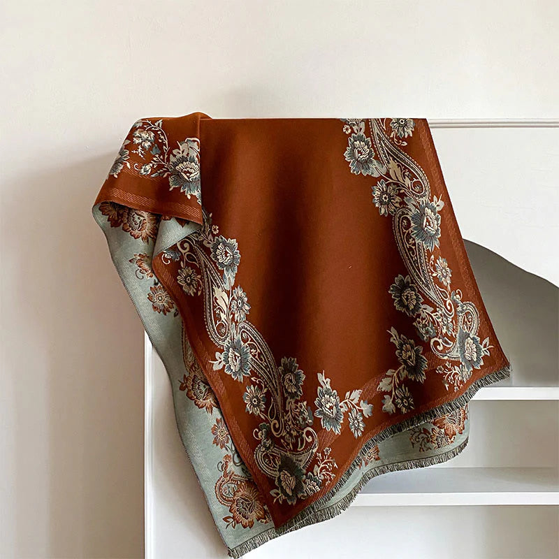 Buddha Stones Fall Cashew Flower Vines Pattern Warm Cozy Scarf Shawl