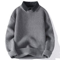 Buddha Stones Winter Black Stand Collar Waffle Pattern Warm Men's Long Sleeve Knitted Sweater