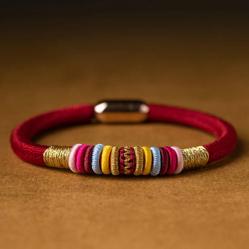 Buddha Stones Tibetan Handmade King Kong Knot Protection Magnetic Buckle Braided Bracelet