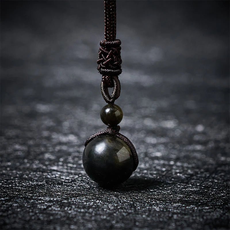 Buddha Stones Tiger's Eye Silver Sheen Obsidian Gold Sheen Obsidian Rainbow Obsidian Positive Necklace Pendant