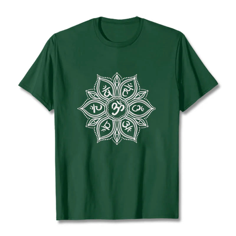 Buddha Stones Mandala Flower Om Mani Padme Hum Mantra Tee T-shirt