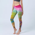 Buddha Stones Blooming Flower Bird Pattern Print Gym Leggings Women's Yoga Pants
