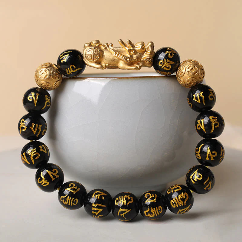 Buddha Stones Blessings of Protection to Attract Wealth PiXiu Bracelet Includes Gift Message Card