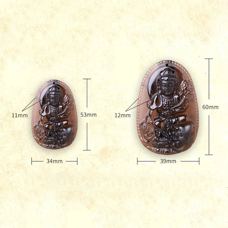 Buddha Stones Chinese Zodiac Obsidian Protection Necklace